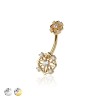 316L SURGICAL STEEL MULTI CZ FLOWER ROUND CZ DANGLE CZ BELLY BUTTON NAVEL RING 